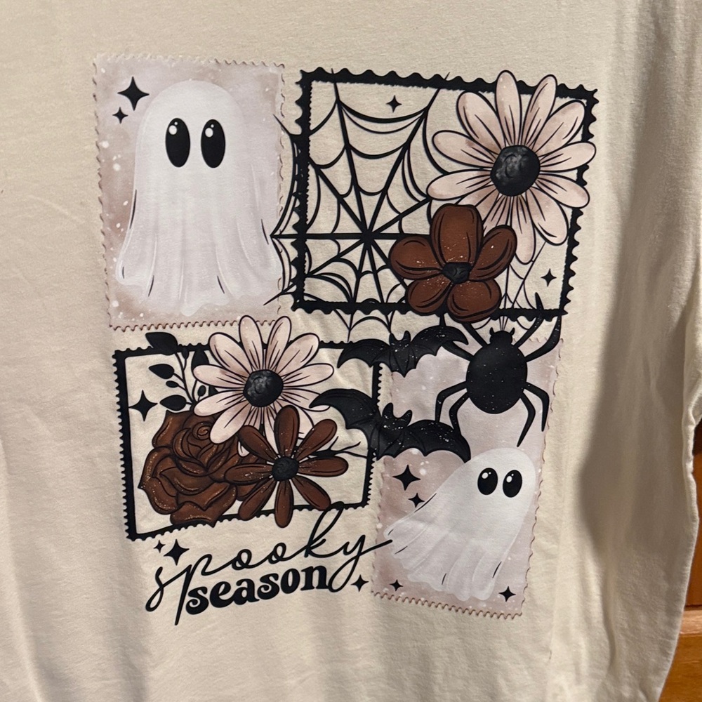 Spooky Season  Graphic Tee -  cream color and new